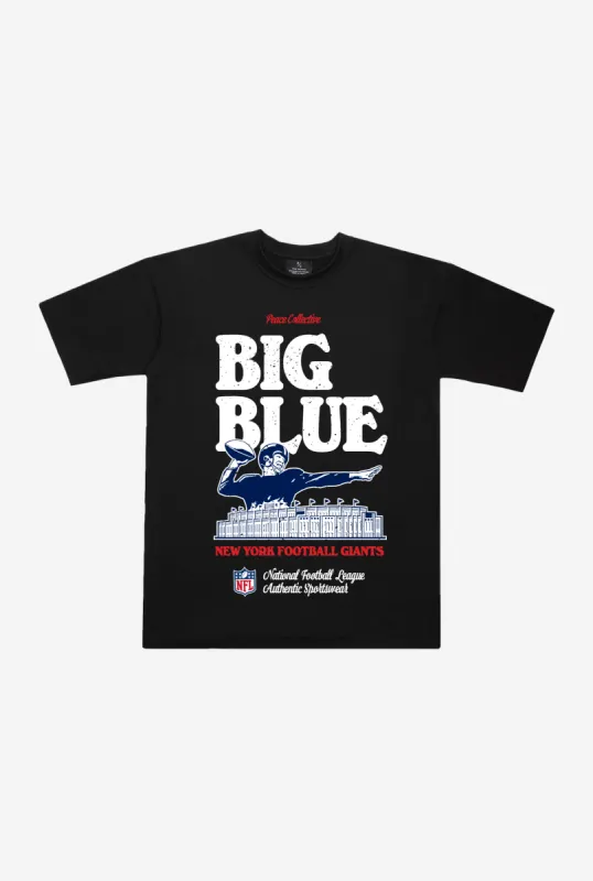 New York Giants Vintage Ad Heavyweight T-Shirt - Black sold by Peace-Collective