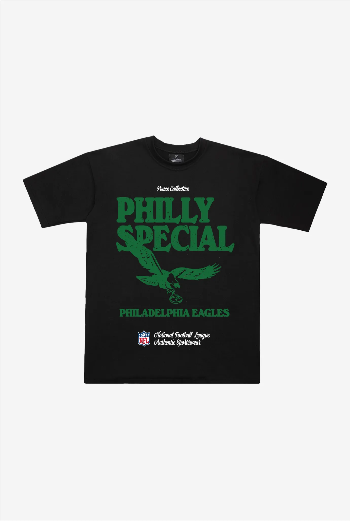 Philadelphia Eagles Vintage Ad Heavyweight T-Shirt - Black sold by Peace-Collective