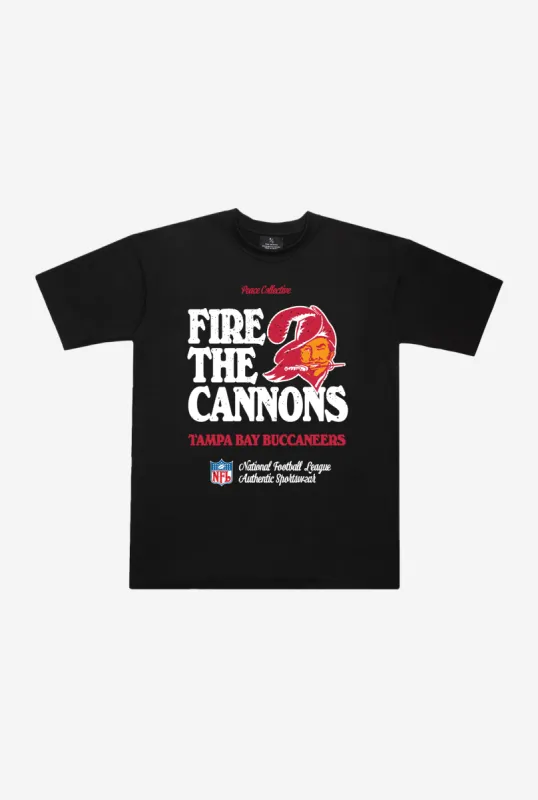 Tampa Bay Buccaneers Vintage Ad Heavyweight T-Shirt - Black sold by Peace-Collective