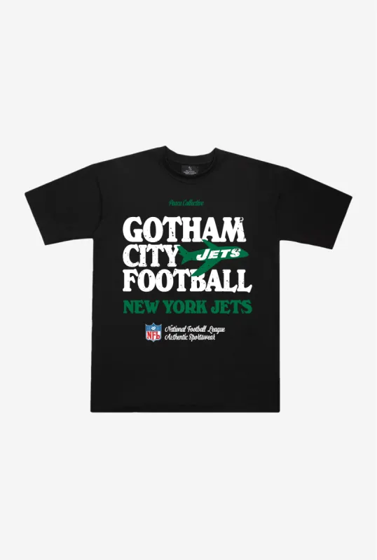 New York Jets Vintage Ad Heavyweight T-Shirt - Black sold by Peace-Collective
