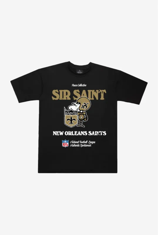 New Orleans Saints Vintage Ad Heavyweight T-Shirt - Black sold by Peace-Collective