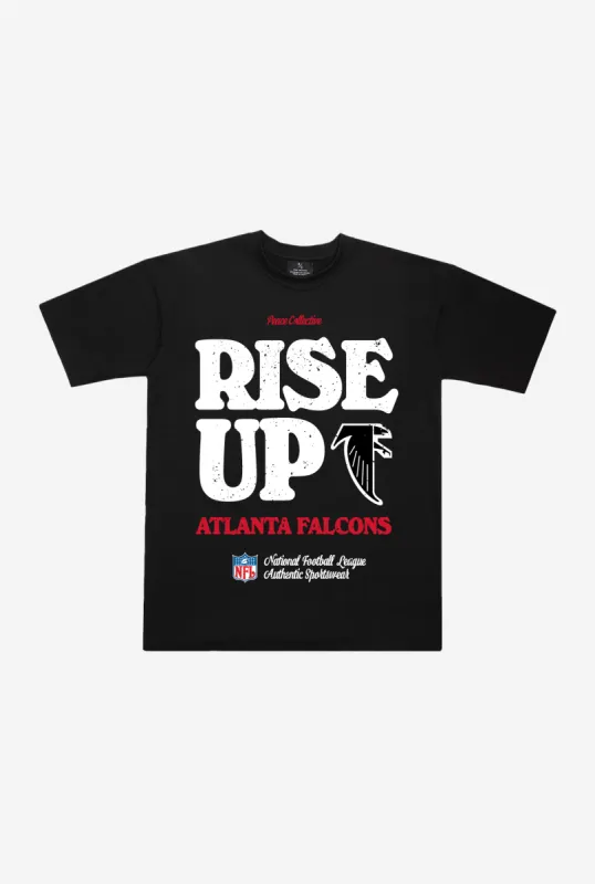 Atlanta Falcons Vintage Ad Heavyweight T-Shirt - Black sold by Peace-Collective