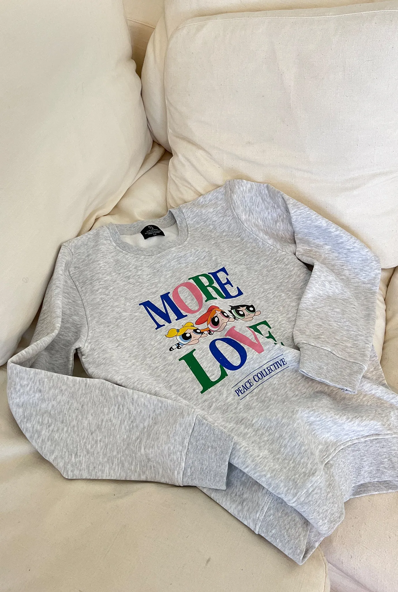 Powerpuff Girls More Love Vintage Crewneck - Ash sold by Peace-Collective product image thumbnail 2