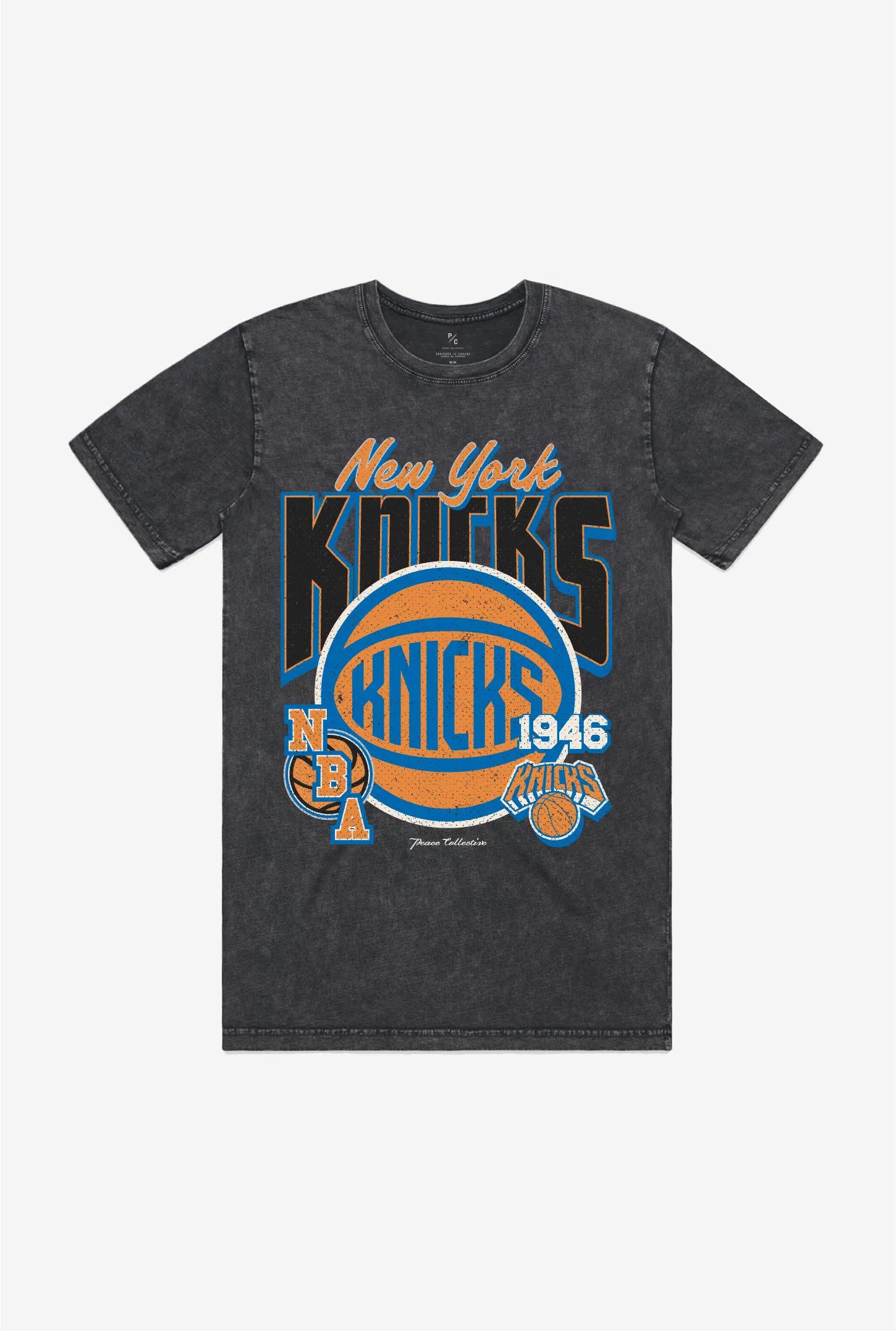 New York Knicks Stonewash T-Shirt - Black sold by Peace-Collective