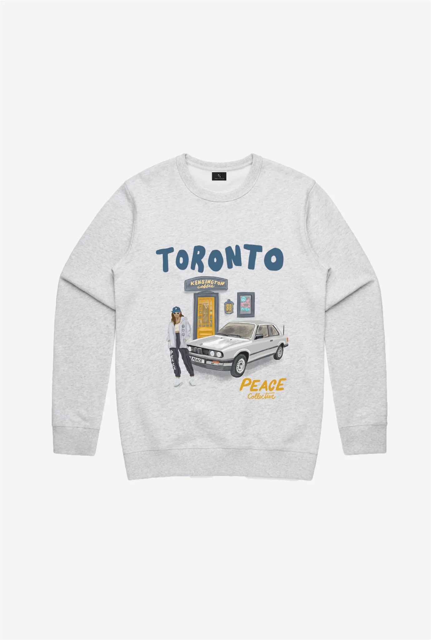 Toronto Neighbourhood Graphic Crewneck - Ash/Blue sold by Peace-Collective