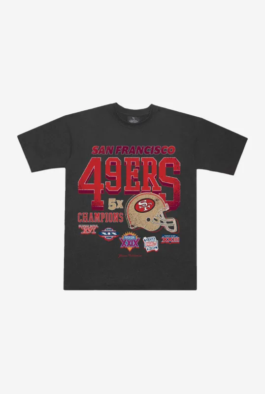 San Francisco 49ers Vintage Championship T-Shirt - Black sold by Peace-Collective