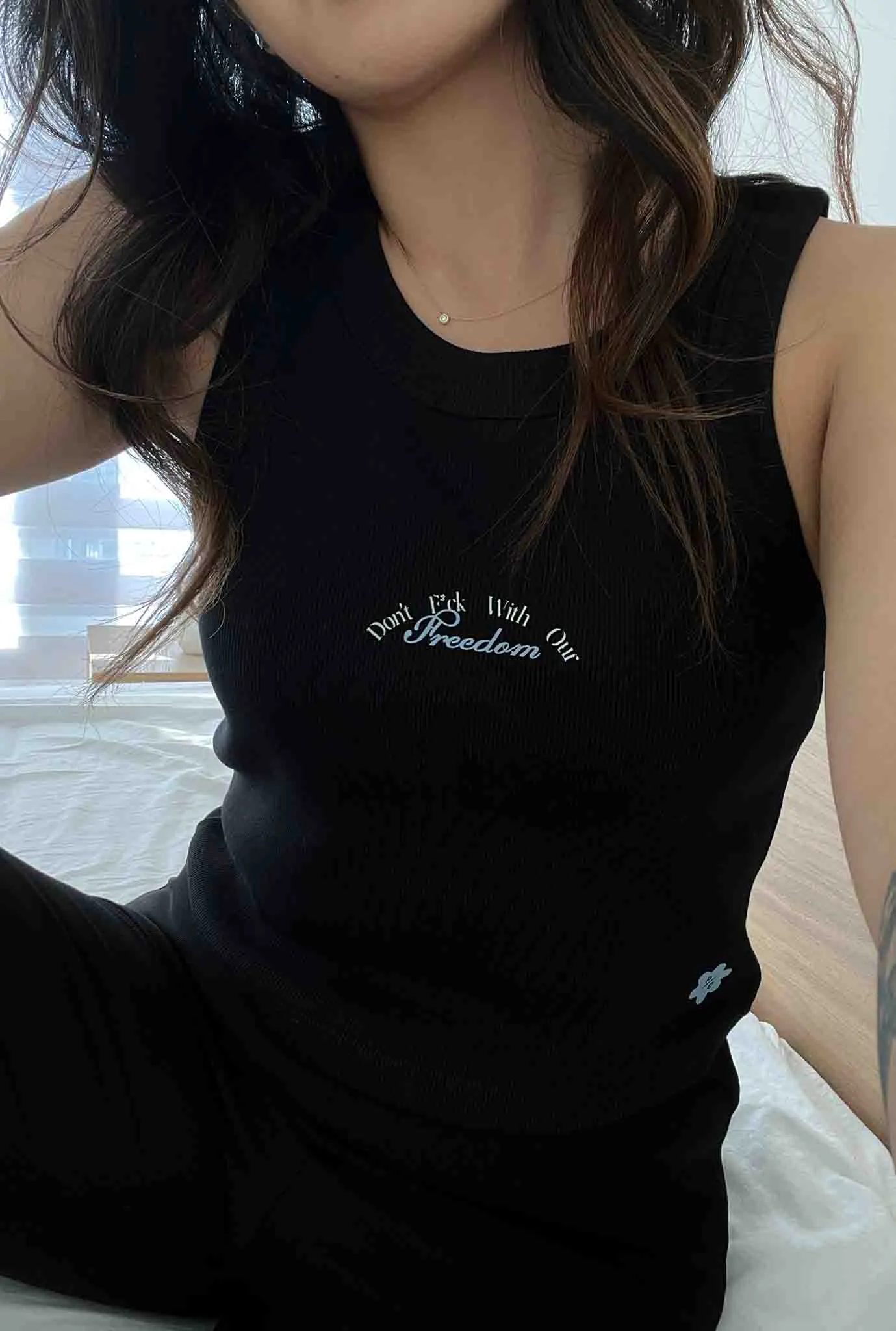Don't F*ck With Our Freedom Ribbed Tank - Black sold by Peace-Collective product image thumbnail 2