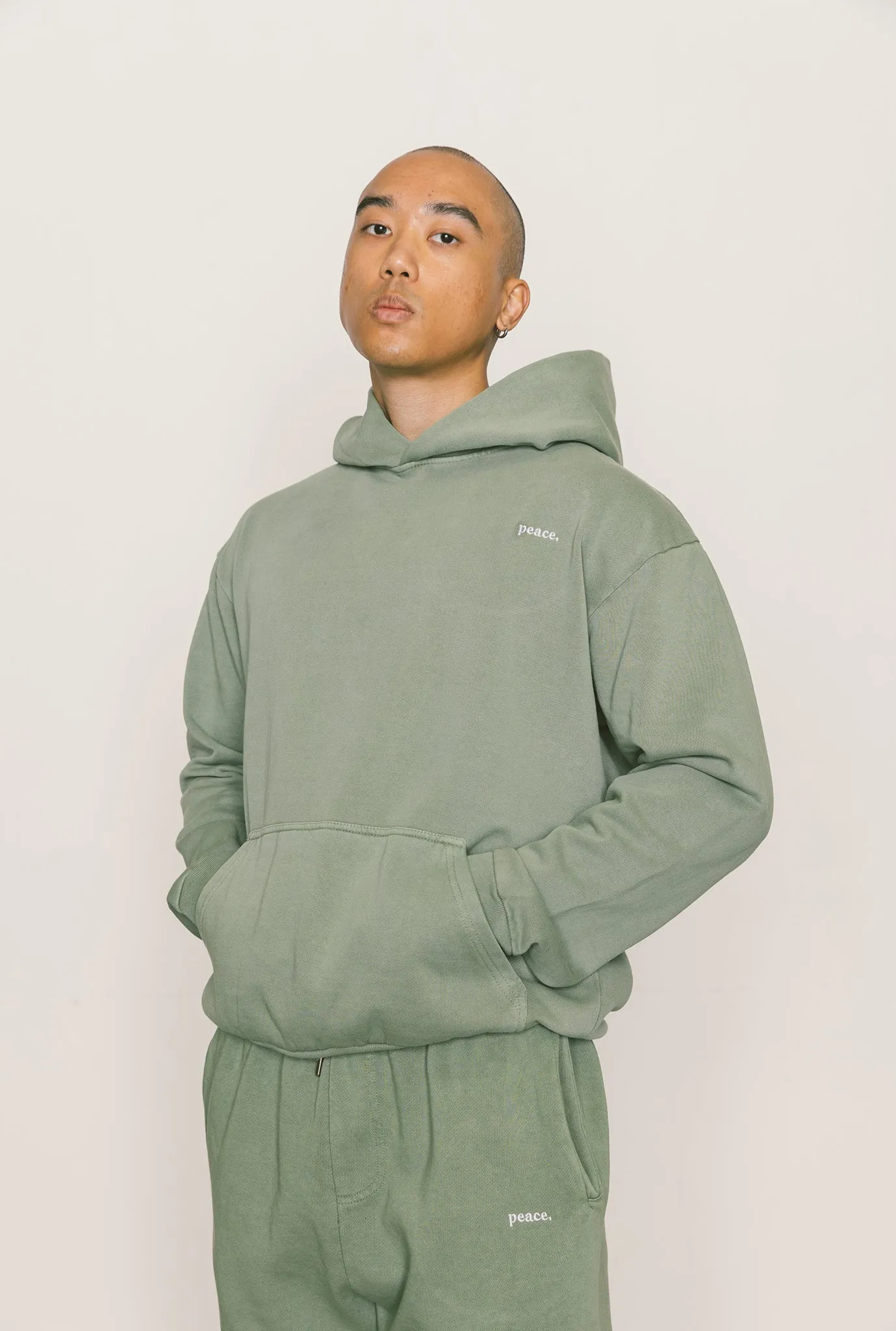 Peace Heavyweight Hoodie - Oil Green sold by Peace-Collective product image thumbnail 3