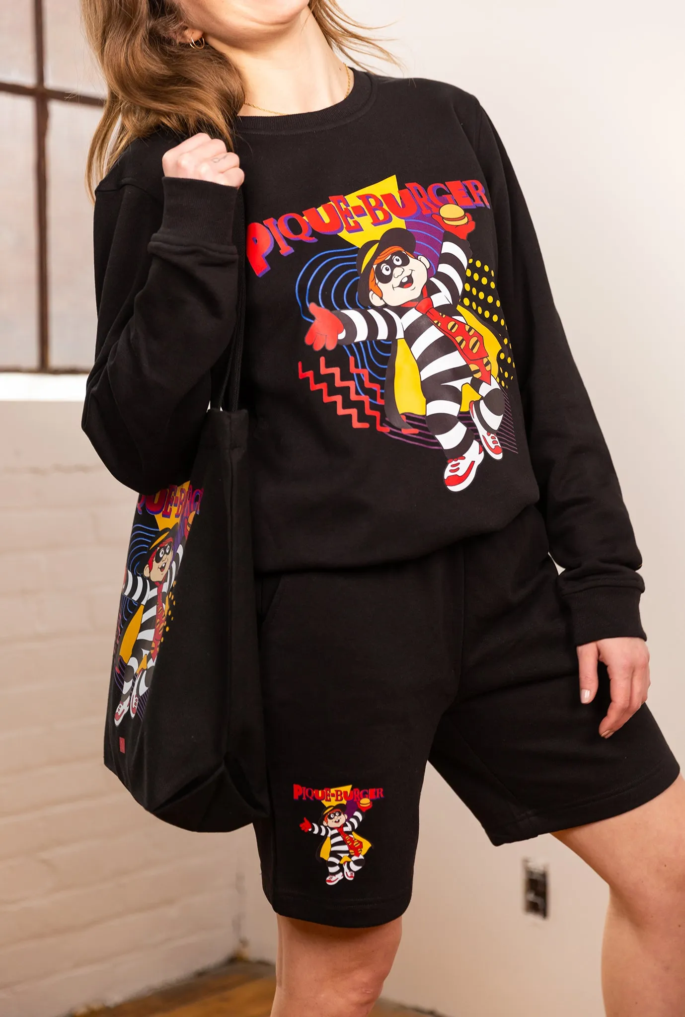 Vintage Pique-Burger Shorts - Black sold by Peace-Collective product image thumbnail 2