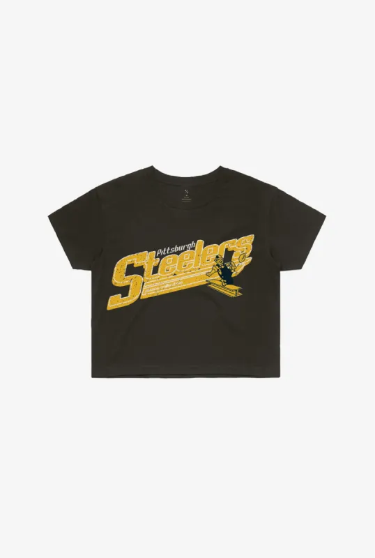 Pittsburgh Steelers Garment Dyed Cropped T-Shirt - Black sold by Peace-Collective