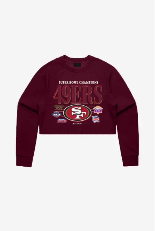 San Francisco 49ers Throwback Cropped Crewneck - Maroon sold by Peace-Collective