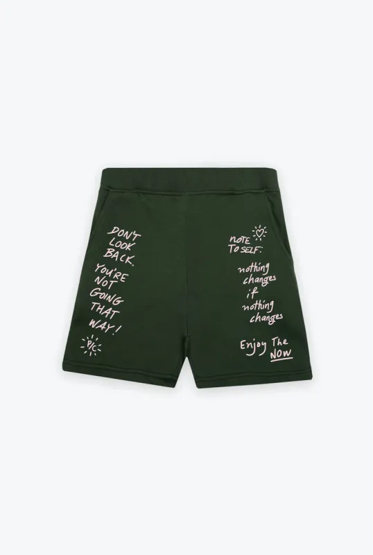 Note to Self Fleece Shorts - Forest Green sold by Peace-Collective