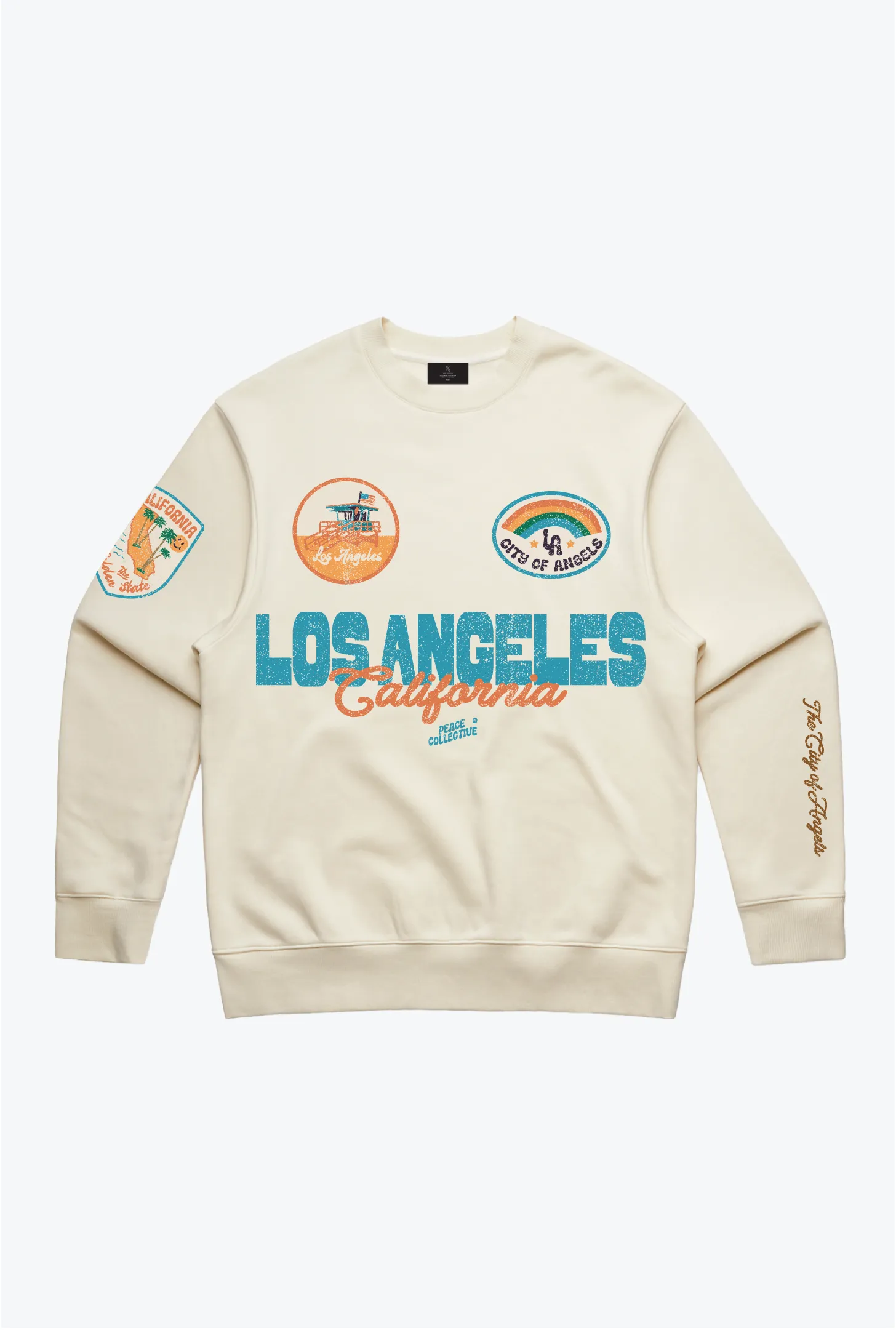 Los Angeles California Patch Crewneck - Ivory sold by Peace-Collective