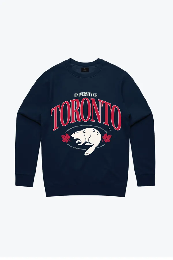 P/C x U Of Toronto Vintage Mascot Crewneck - Navy sold by Peace-Collective