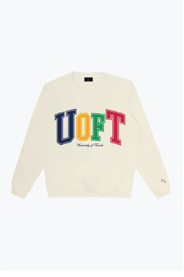 P/C x U Of Toronto Vintage Multi Collegiate Heavyweight Crewneck - Ivory sold by Peace-Collective