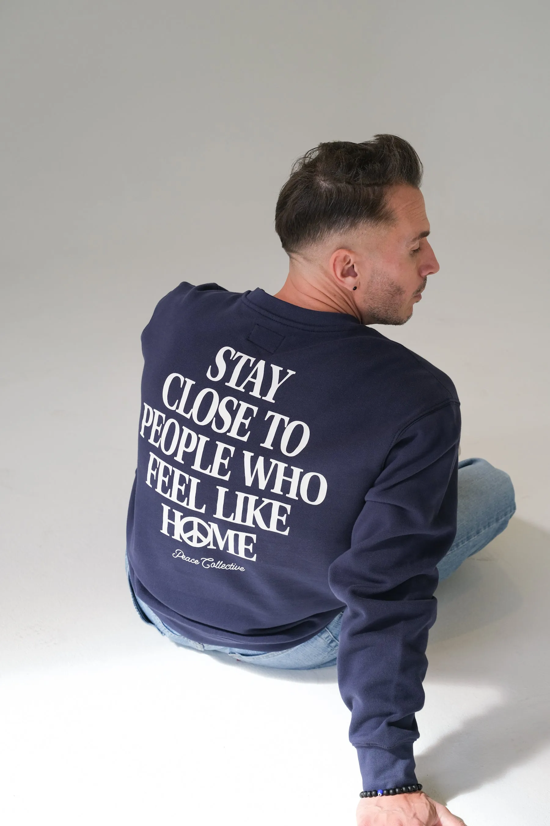 Stay Close to People Who Feel Like Home Heavyweight Crewneck - Petrol Blue sold by Peace-Collective product image thumbnail 5