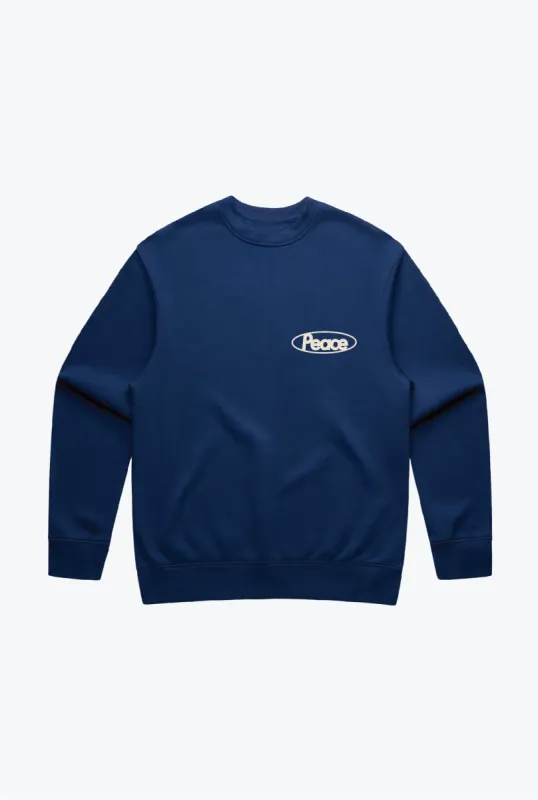 Stay Close to People Who Feel Like Home Heavyweight Crewneck - Petrol Blue sold by Peace-Collective