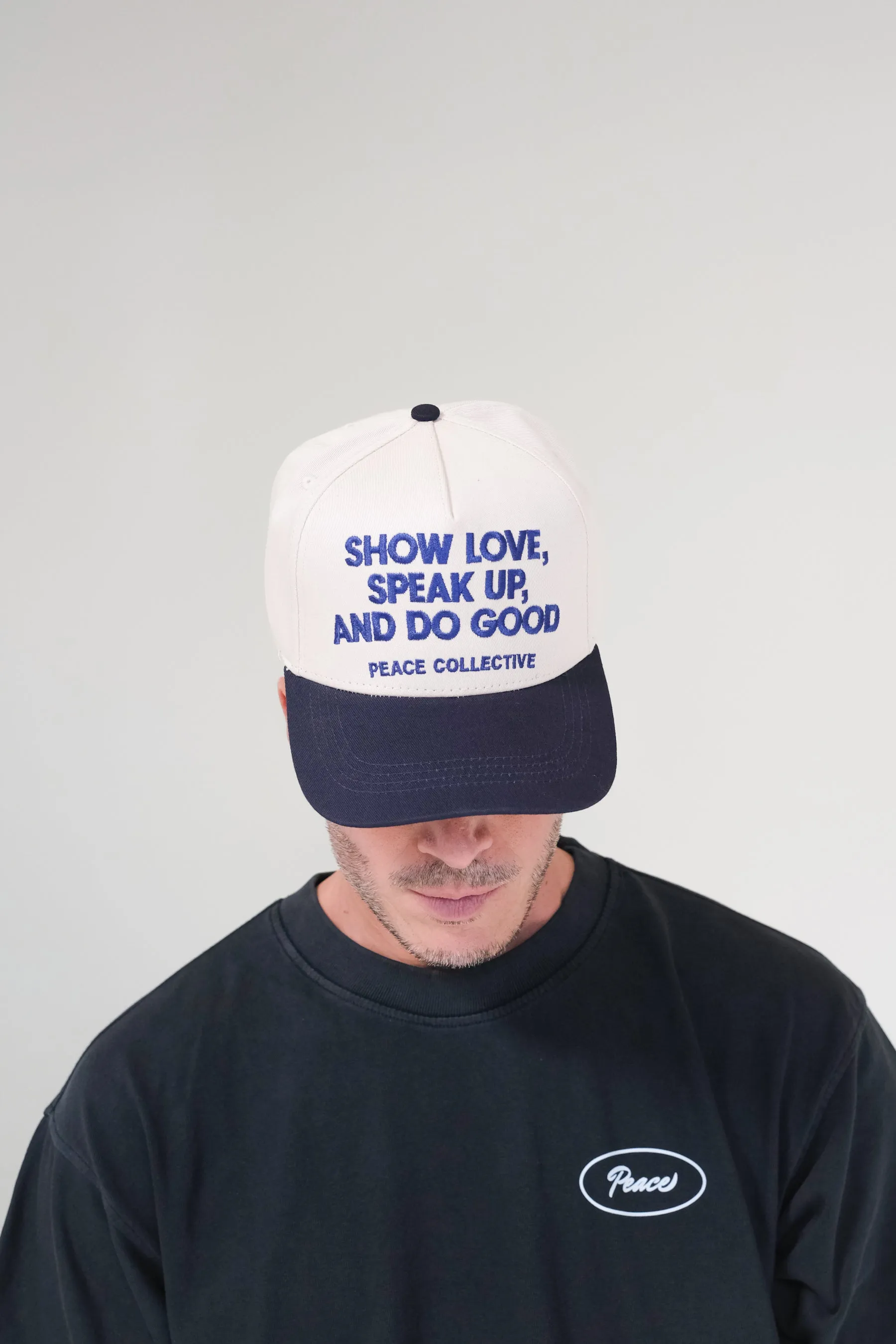 Show Love, Speak Up, Do Good A Frame Cap - Cream/Blue sold by Peace-Collective product image thumbnail 3