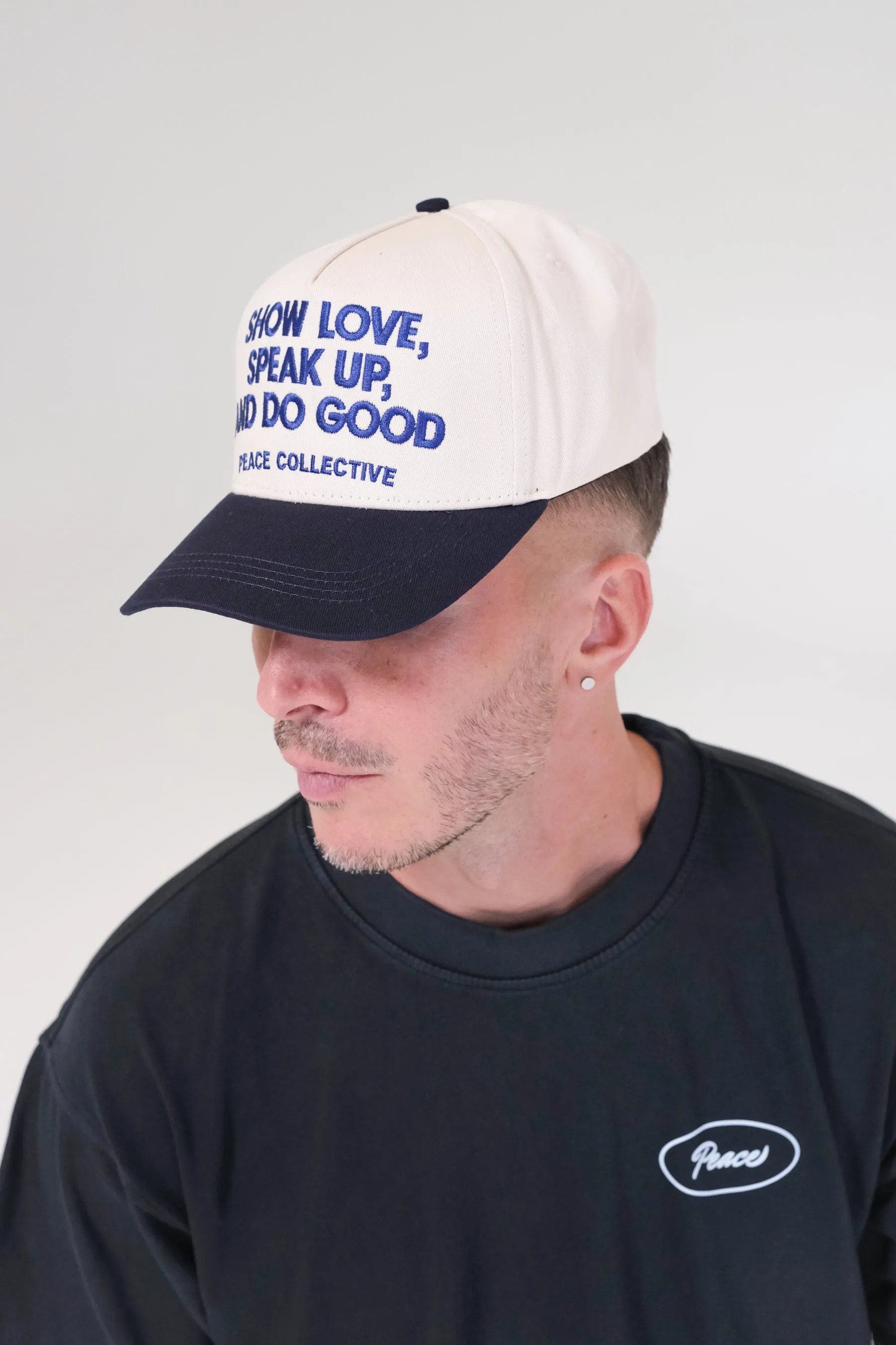 Show Love, Speak Up, Do Good A Frame Cap - Cream/Blue sold by Peace-Collective product image thumbnail 2