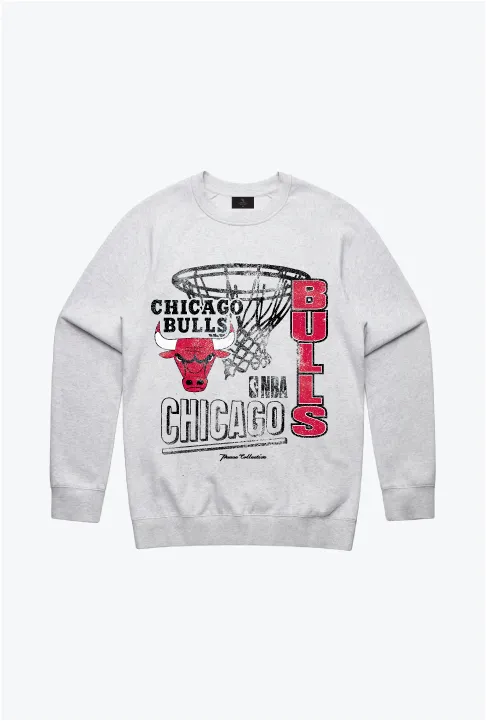 Chicago Bulls Basketball Net Crewneck - Ash sold by Peace-Collective