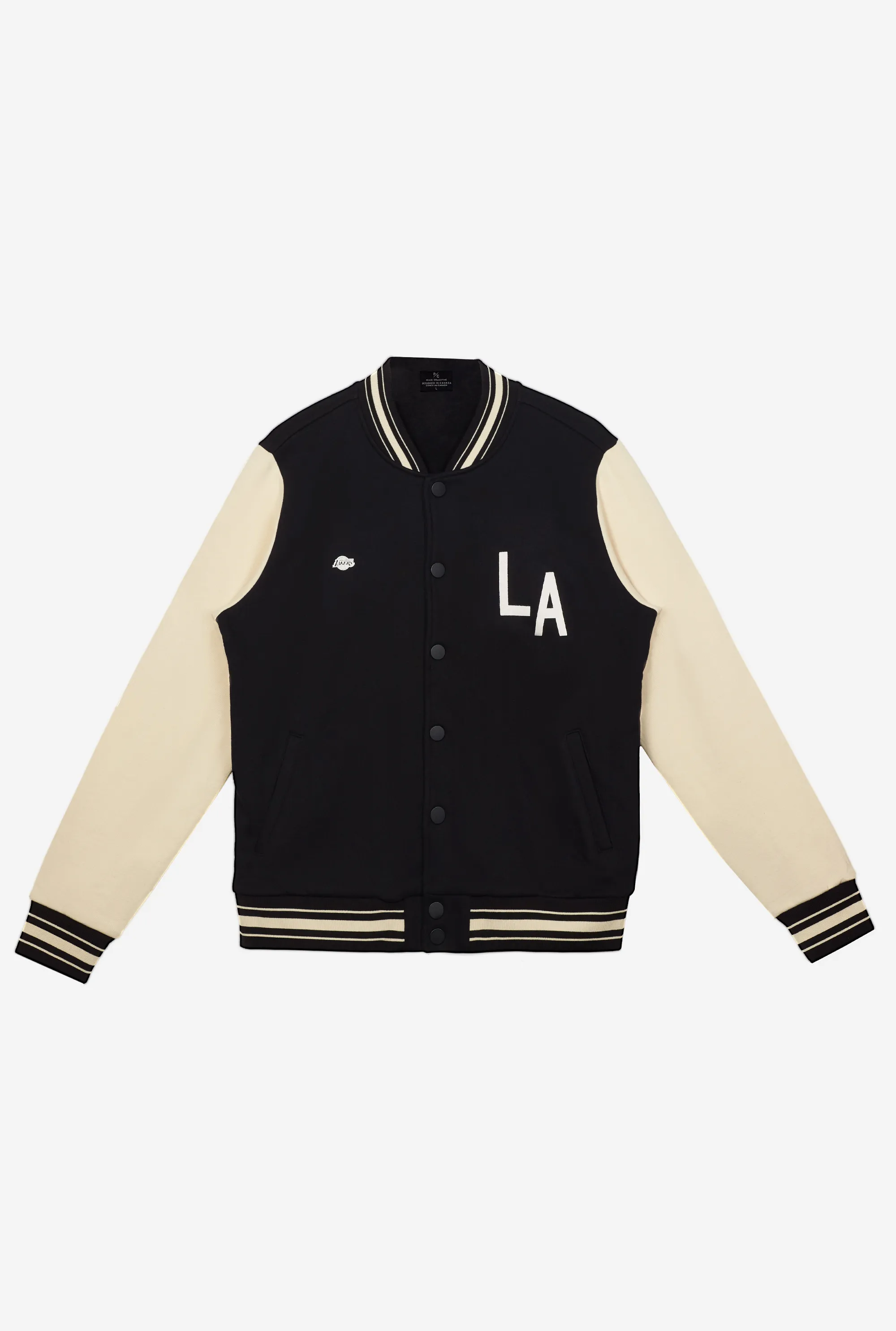 Basketball Lives in Los Angeles Letterman Jacket - Black/Cream sold by Peace-Collective