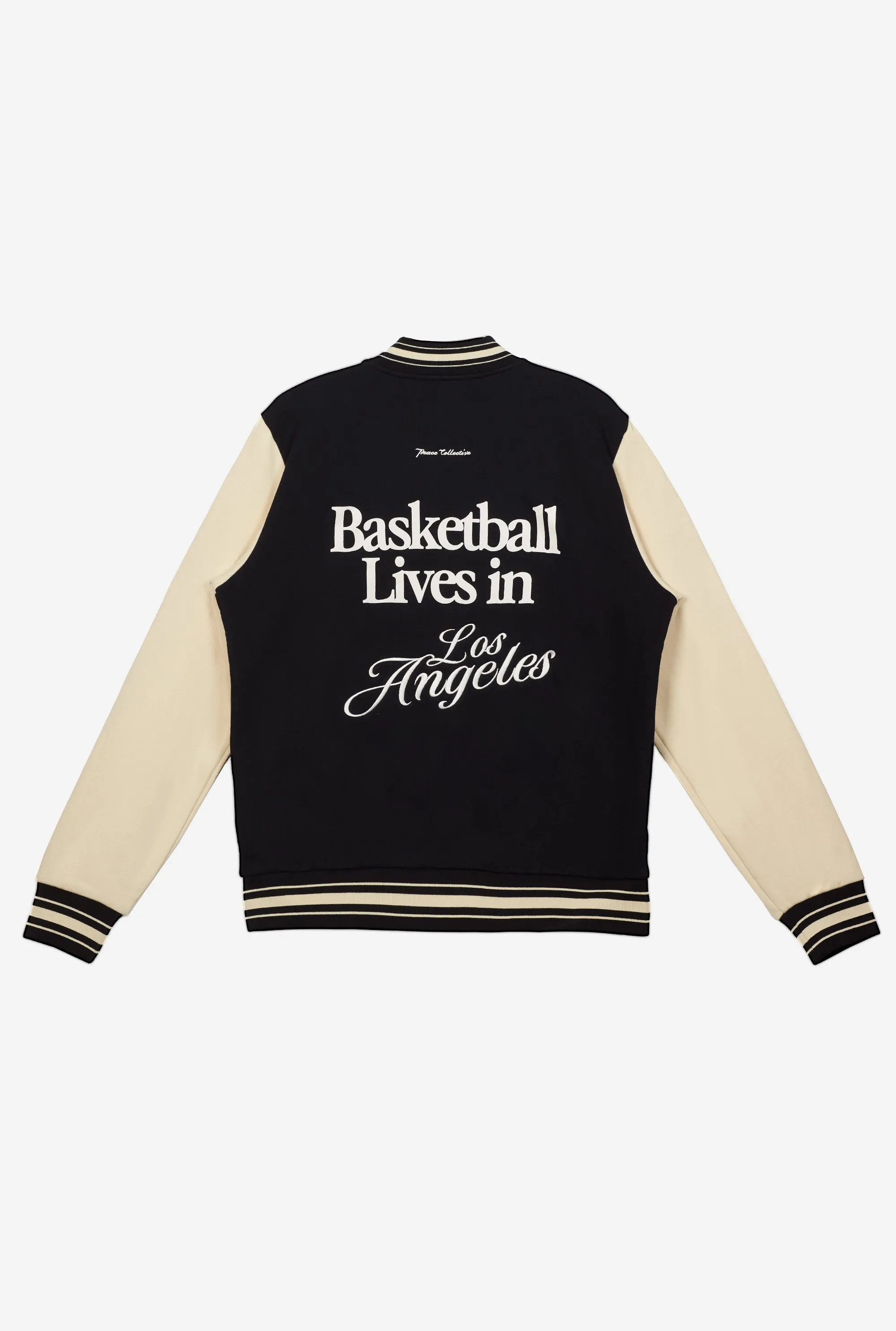 Basketball Lives in Los Angeles Letterman Jacket - Black/Cream sold by Peace-Collective product image thumbnail 2