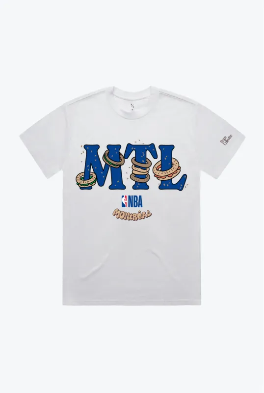 "MTL" Bagel Graphic T-Shirt - White sold by Peace-Collective