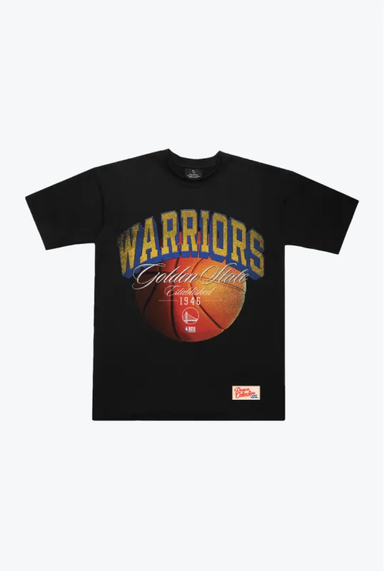 Golden State Warriors Script Heavyweight T-Shirt - Black sold by Peace-Collective