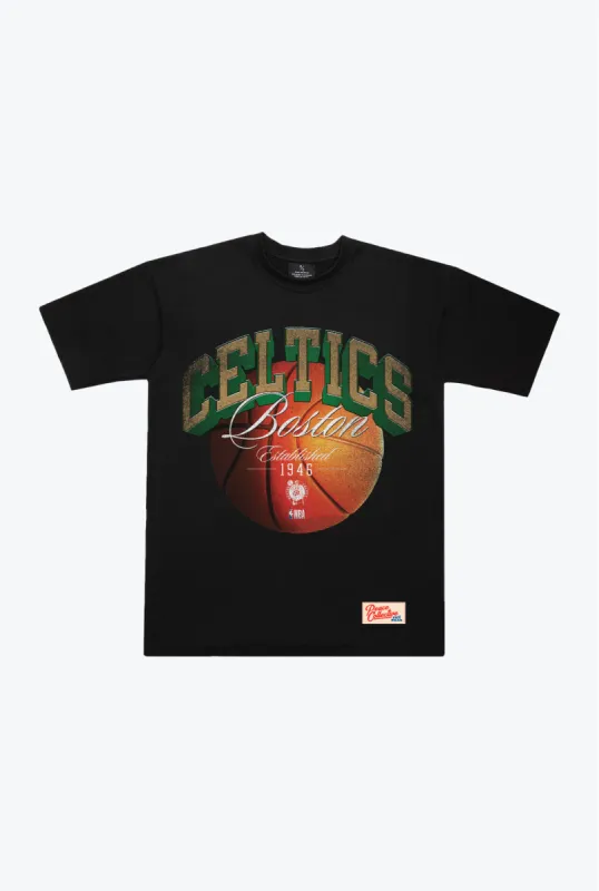 Boston Celtics Script Heavyweight T-Shirt - Black sold by Peace-Collective