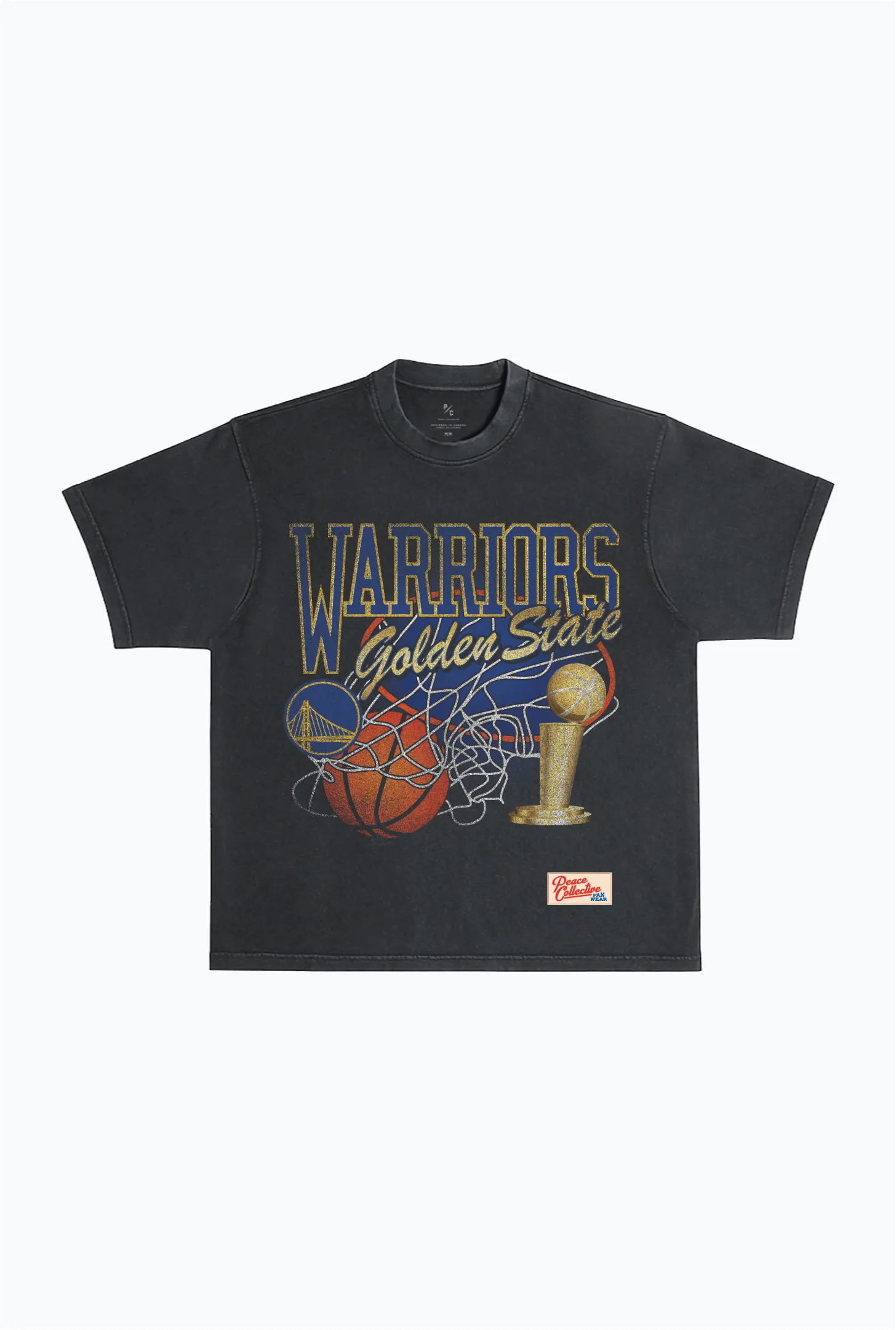 Golden State Warriors Swish Garment Dyed Heavyweight T-Shirt - Black sold by Peace-Collective