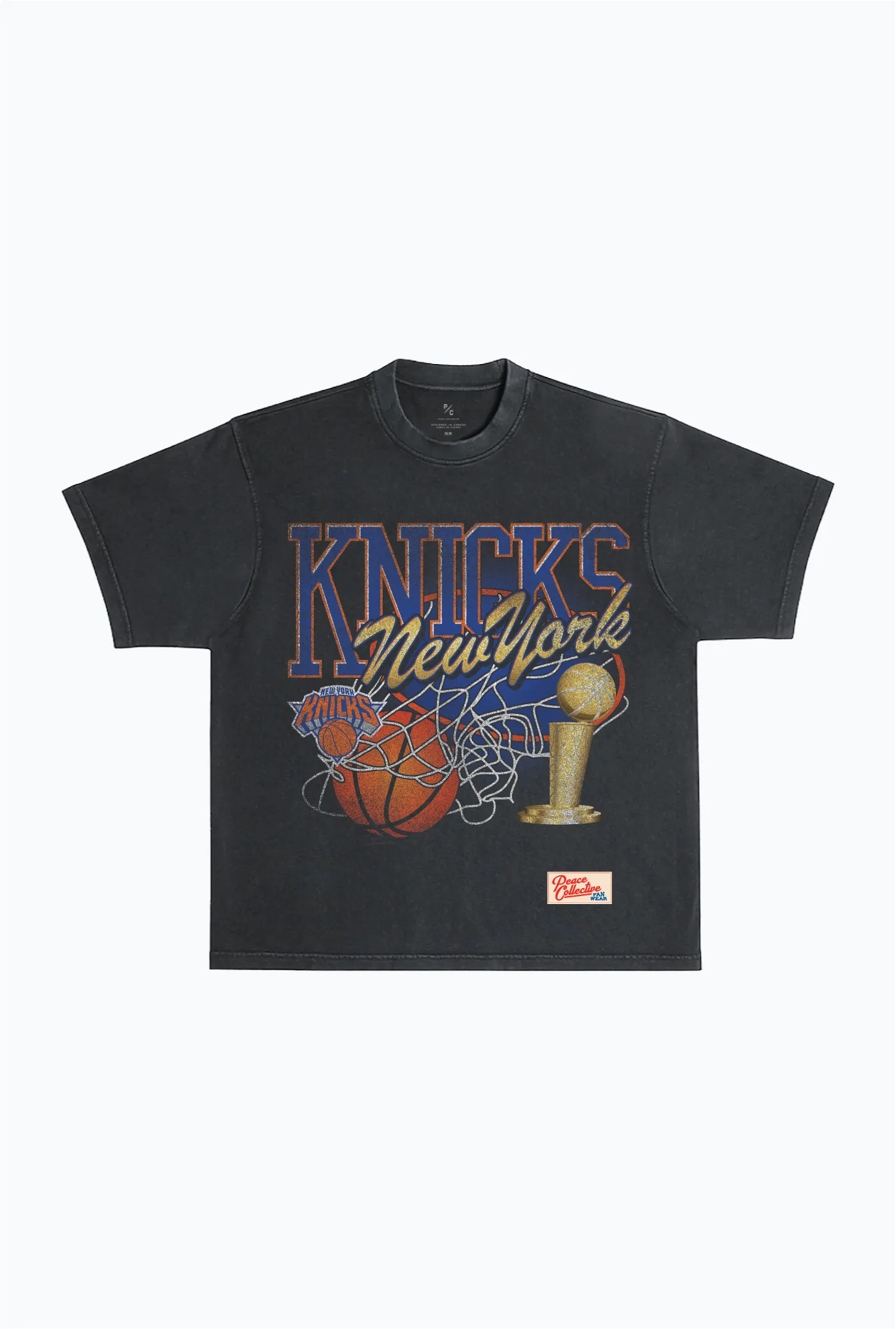 New York Knicks Swish Garment Dyed Heavyweight T-Shirt - Black sold by Peace-Collective