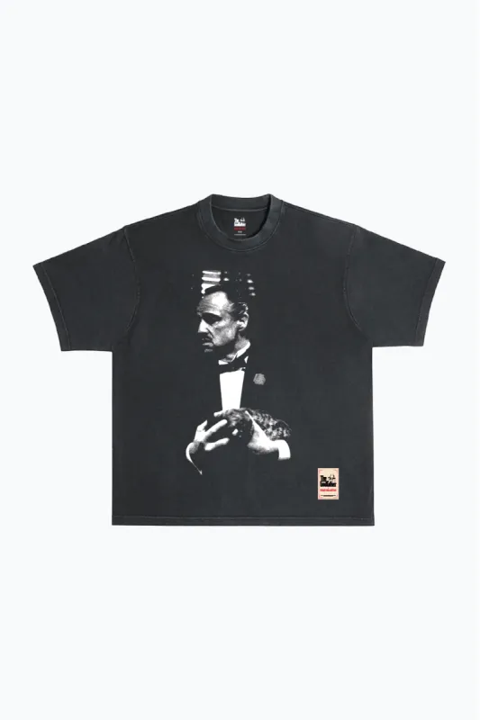 P/C x The Godfather Loyalty Garment Dyed Heavyweight T-Shirt - Black sold by Peace-Collective