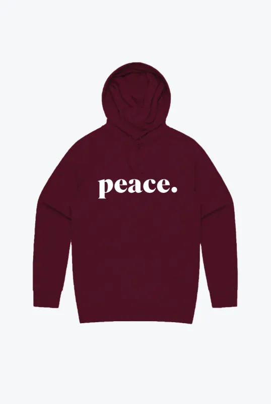 Peace Embroidered Hoodie - Maroon sold by Peace-Collective