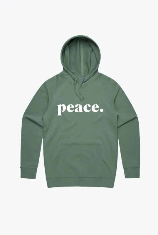 Peace Embroidered Hoodie - Sage Green sold by Peace-Collective