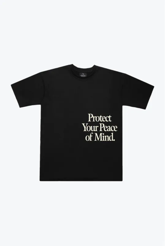 Protect Your Peace of Mind Heavyweight T-Shirt - Black sold by Peace-Collective