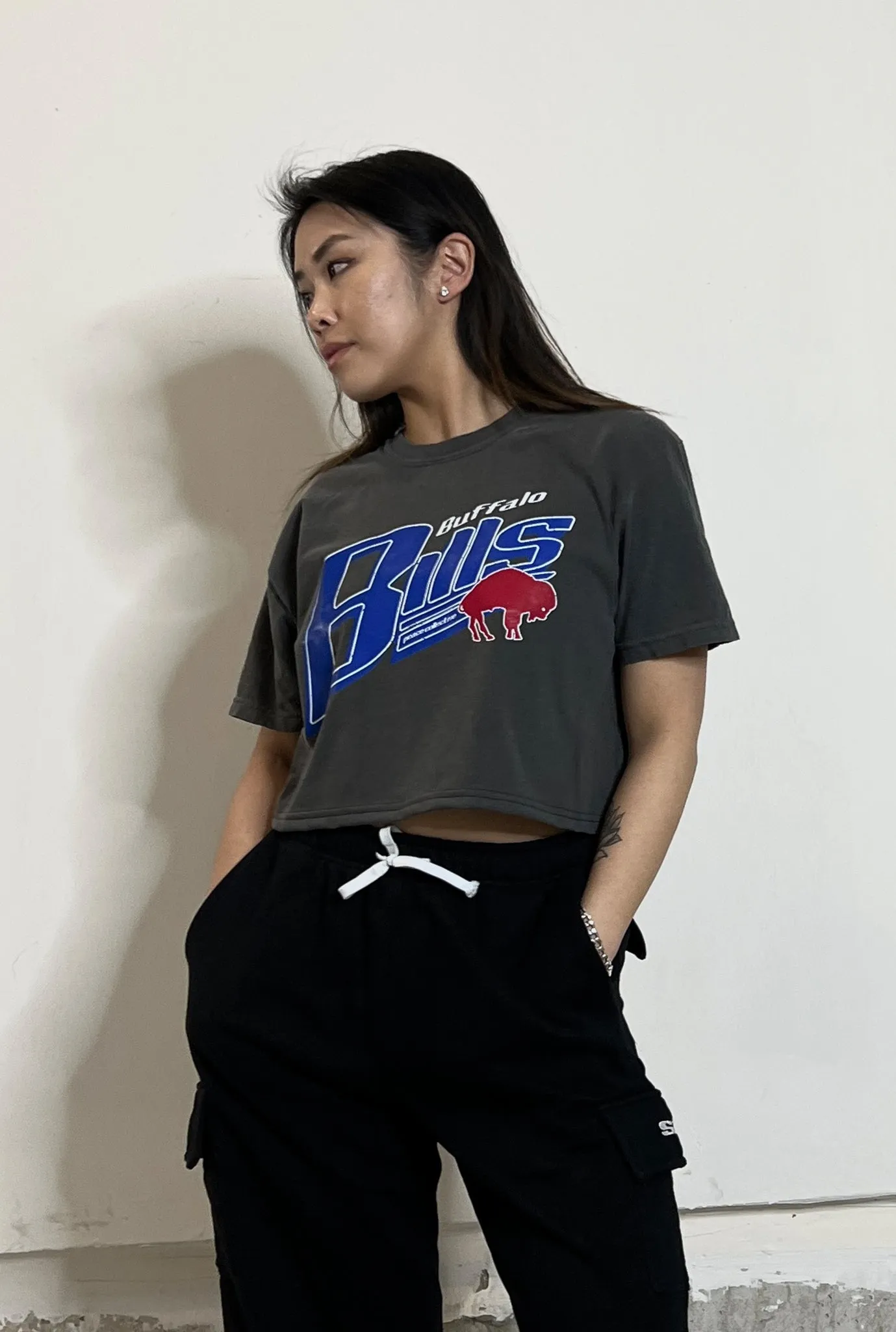 Buffalo Bills Garment Dyed Cropped T-Shirt - Black sold by Peace-Collective product image thumbnail 2