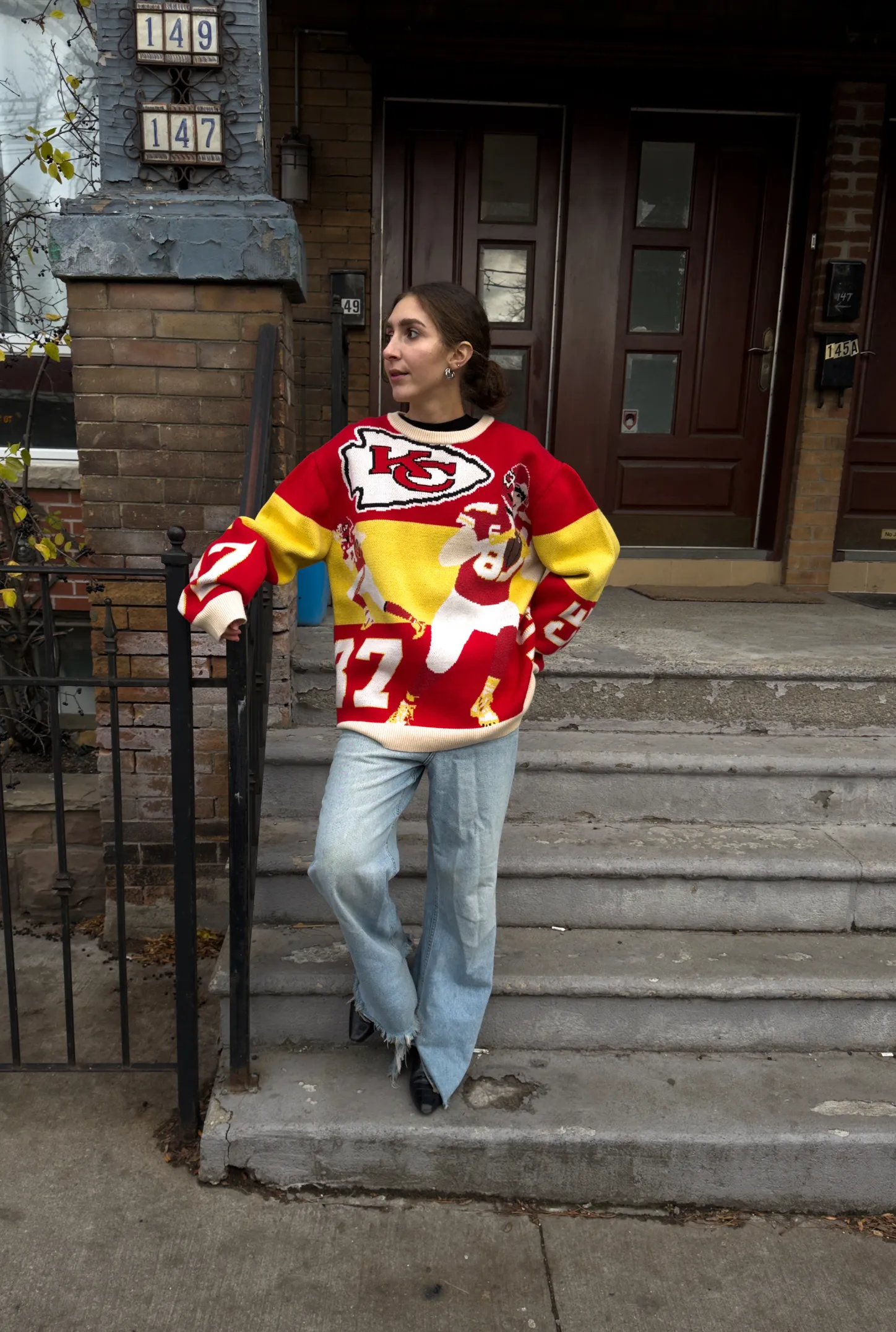 Travis Kelce Knit Sweater - Red sold by Peace-Collective