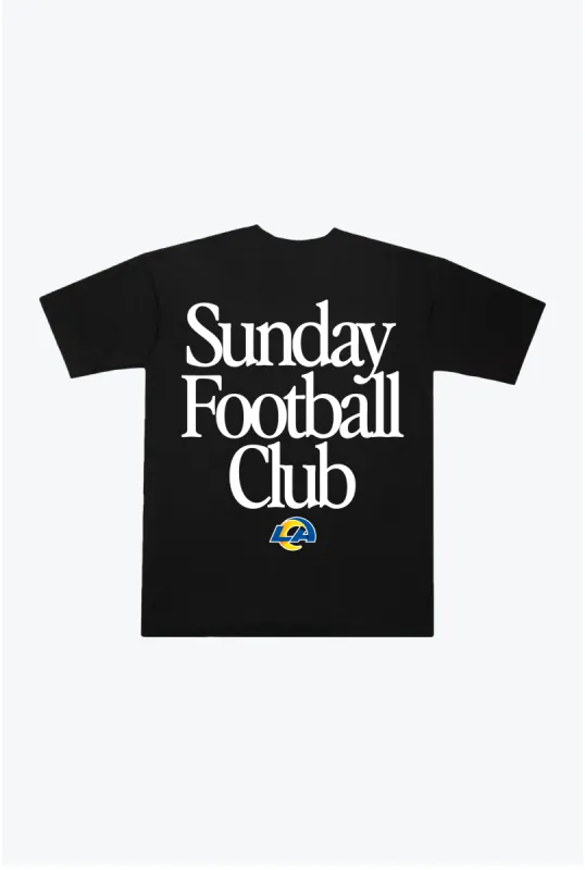 Los Angeles Rams Sunday Football Club Heavyweight T-Shirt - Black sold by Peace-Collective