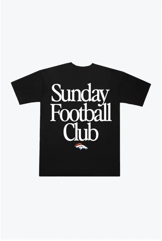 Denver Broncos Sunday Football Club Heavyweight T-Shirt - Black sold by Peace-Collective