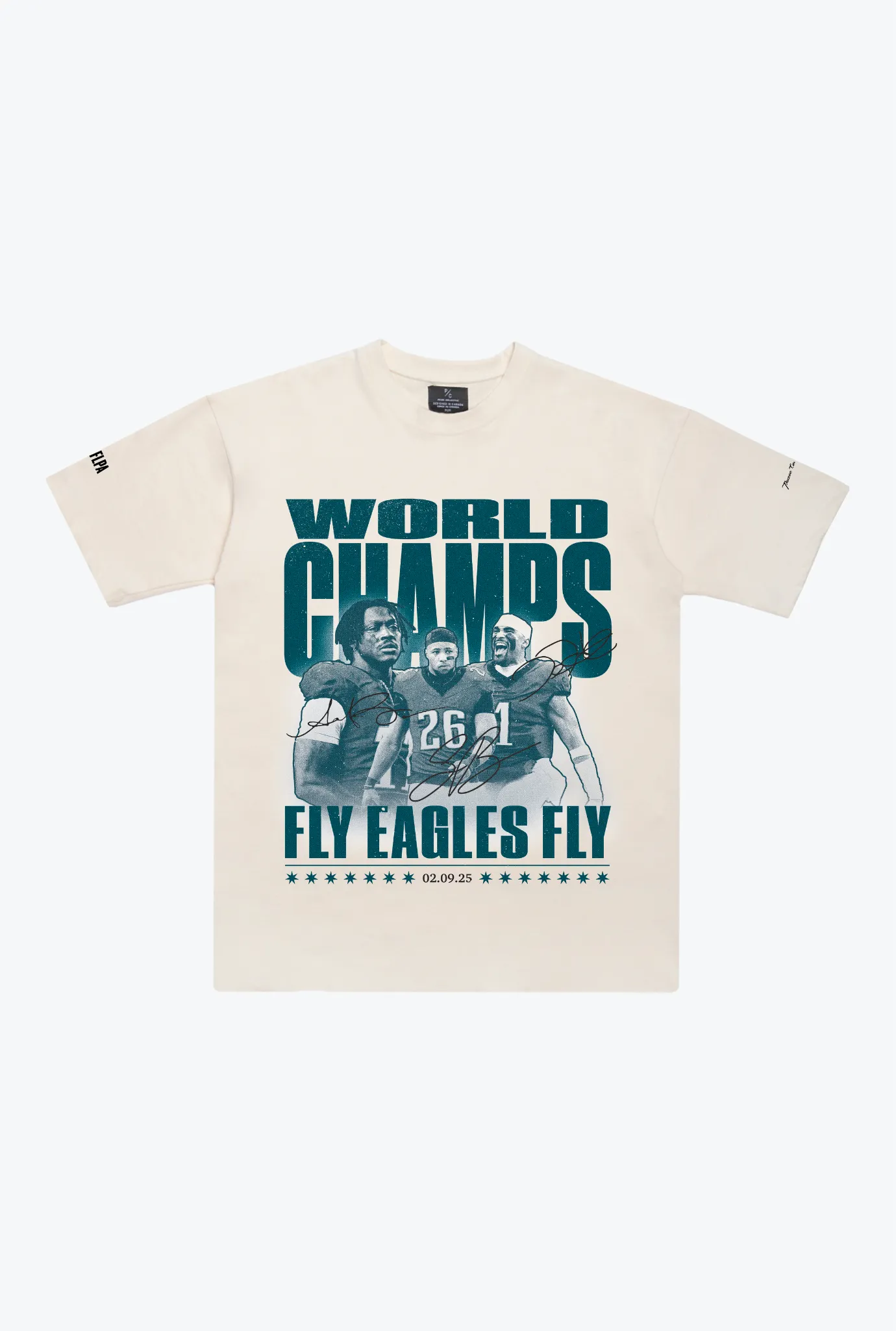 Philadelphia Eagles World Champs 2025 Heavyweight T-Shirt - Ivory sold by Peace-Collective