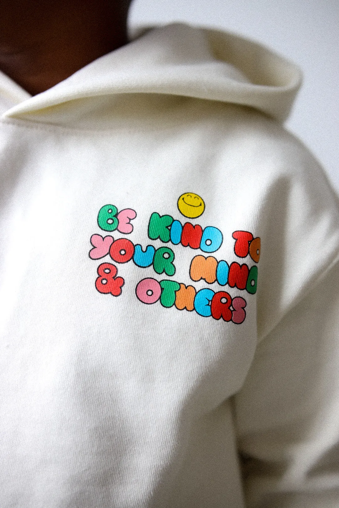 P/C x SmileyWorld "Be Kind To Your Mind & Others" Youth Heavyweight Hoodie - Ivory sold by Peace-Collective product image thumbnail 5