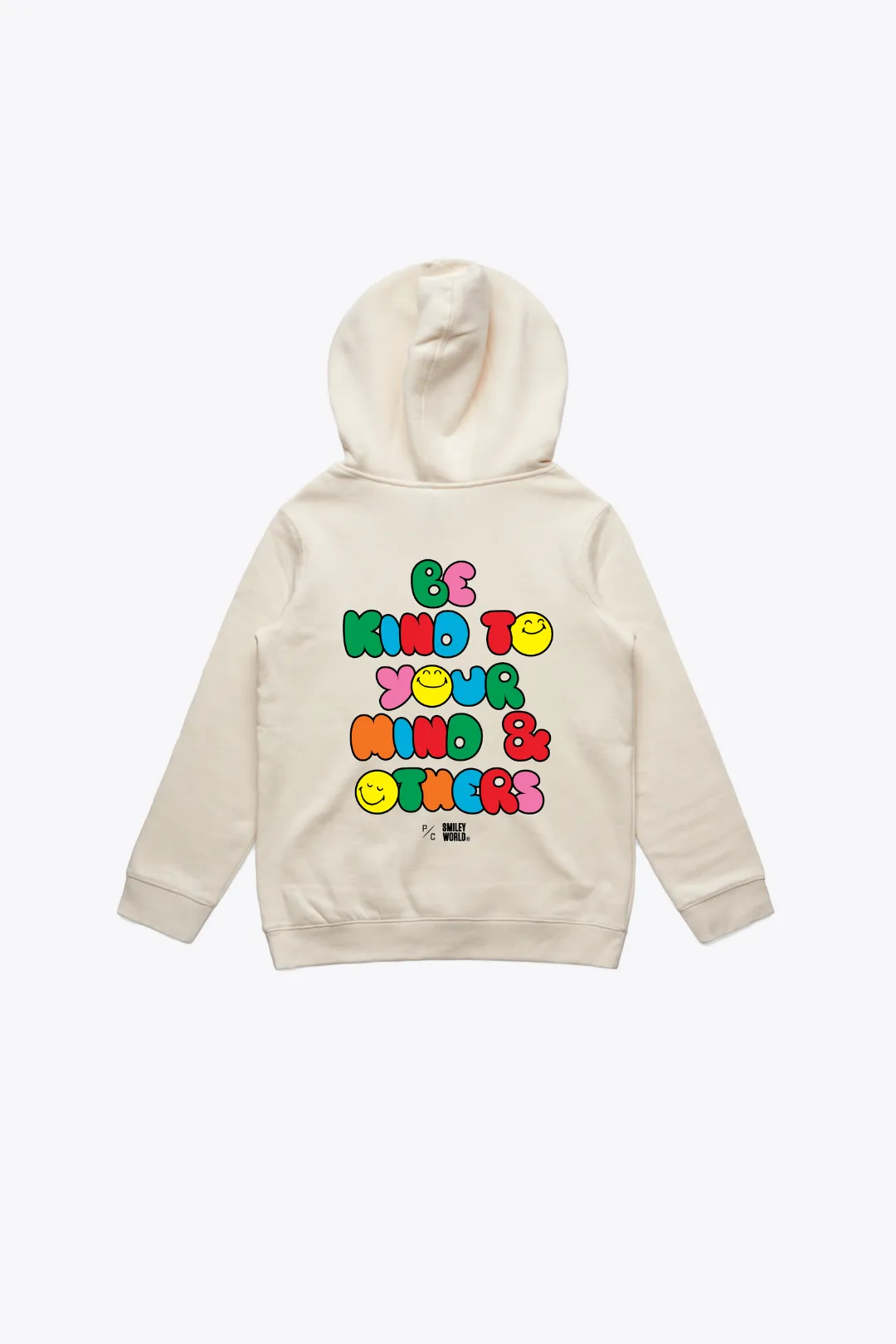 P/C x SmileyWorld "Be Kind To Your Mind & Others" Youth Heavyweight Hoodie - Ivory sold by Peace-Collective product image thumbnail 2