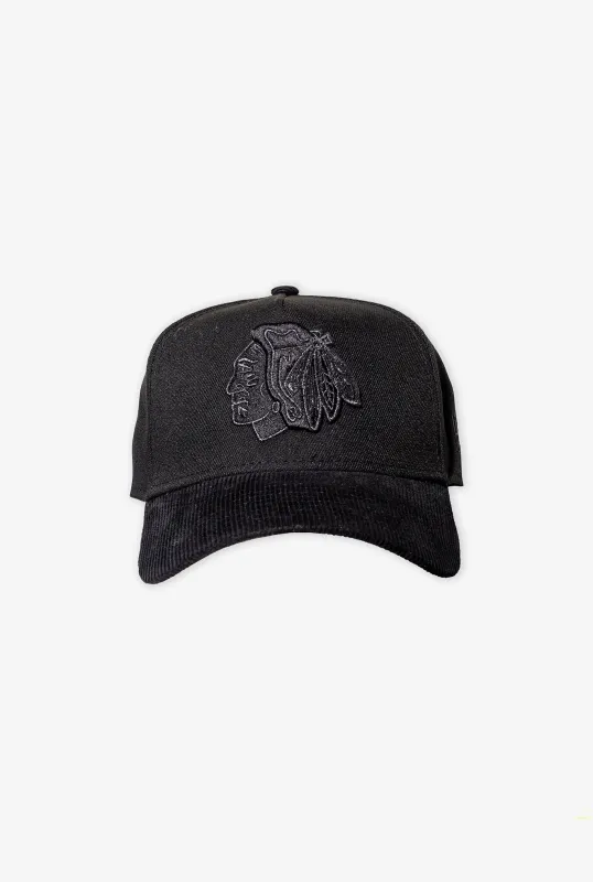 Chicago Blackhawks Corduroy 9FORTY Snapback - Black/ Black sold by Peace-Collective