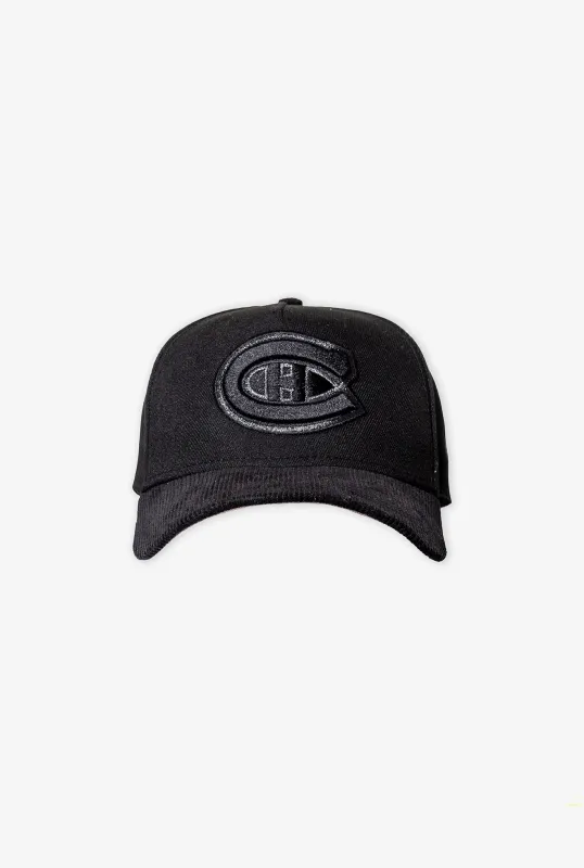Montreal Canadiens Corduroy 9FORTY Snapback - Black/ Black sold by Peace-Collective