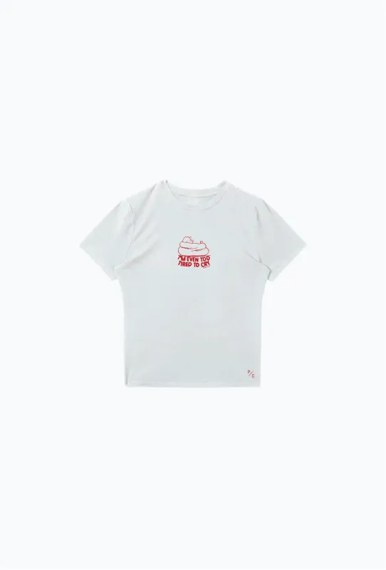 P/C x Peanuts Too Tired Baby Tee - White sold by Peace-Collective