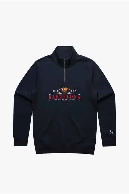 FC Barcelona Vintage Quarter Zip - Navy sold by Peace-Collective