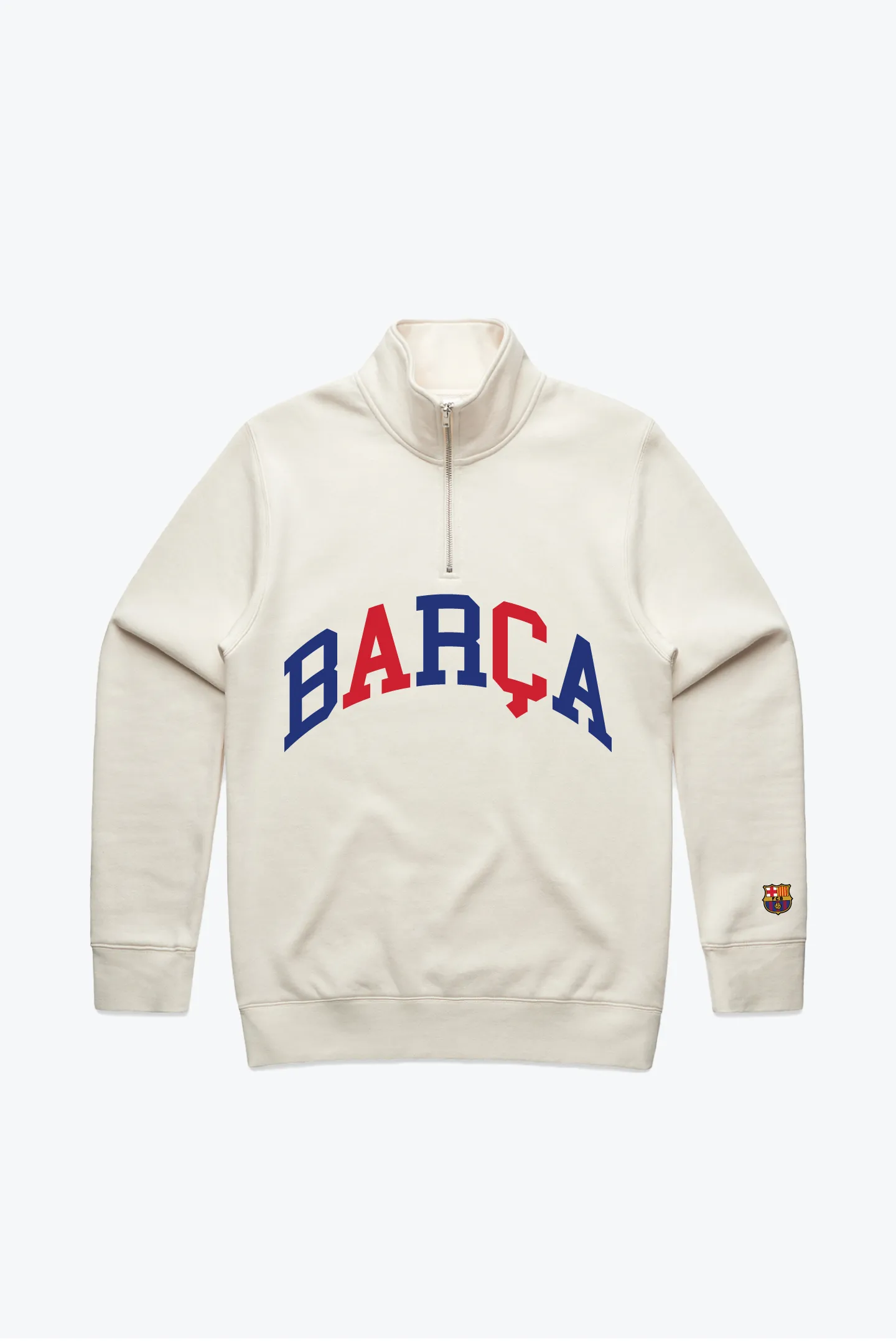 FC Barcelona Collegiate Quarter Zip - Ivory sold by Peace-Collective
