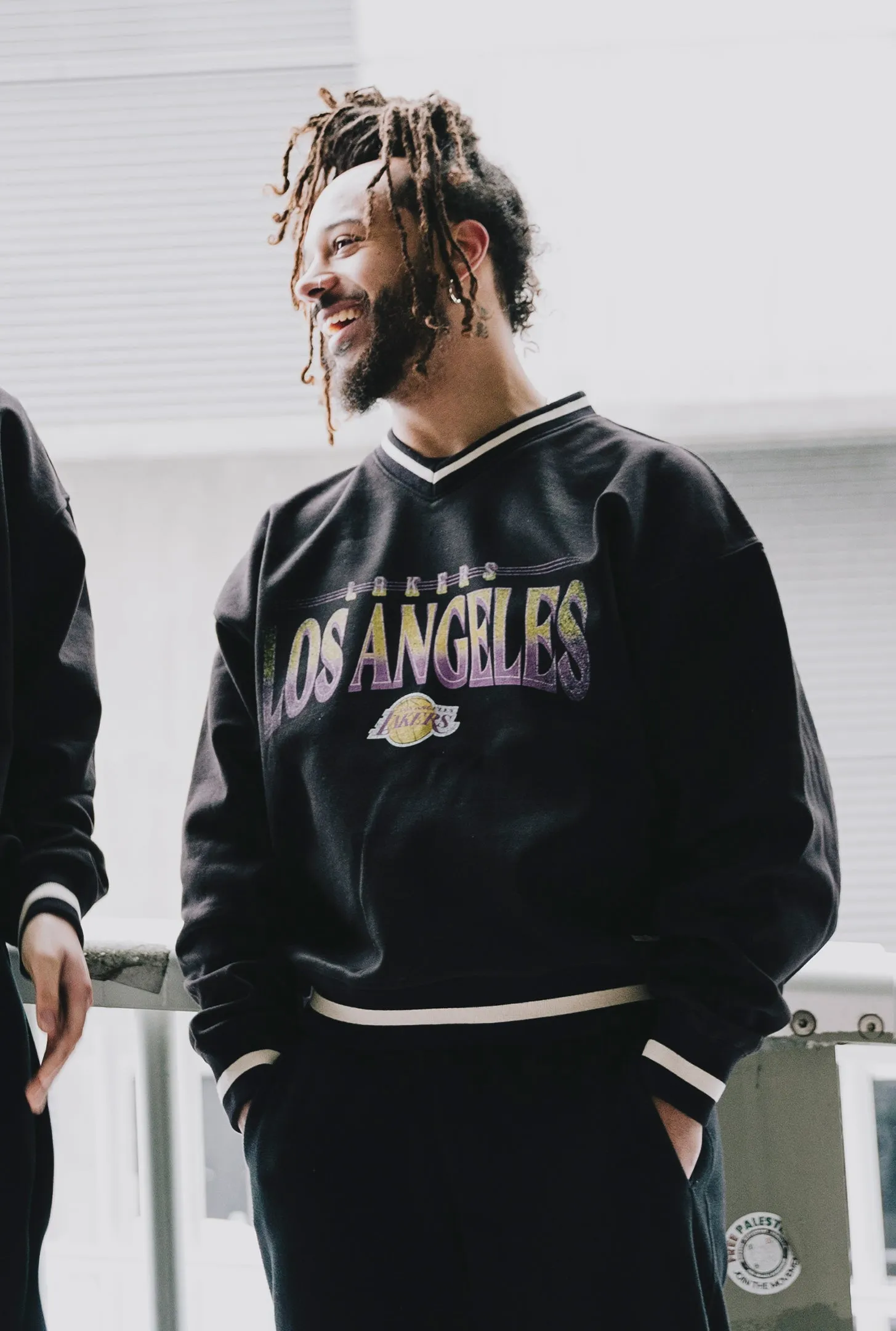 Los Angeles Lakers Ribbed Heavyweight Crewneck - Black sold by Peace-Collective product image thumbnail 3