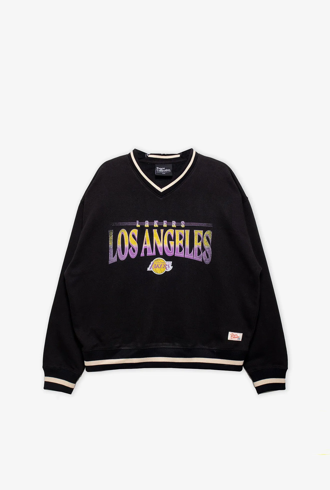 Los Angeles Lakers Ribbed Heavyweight Crewneck - Black sold by Peace-Collective