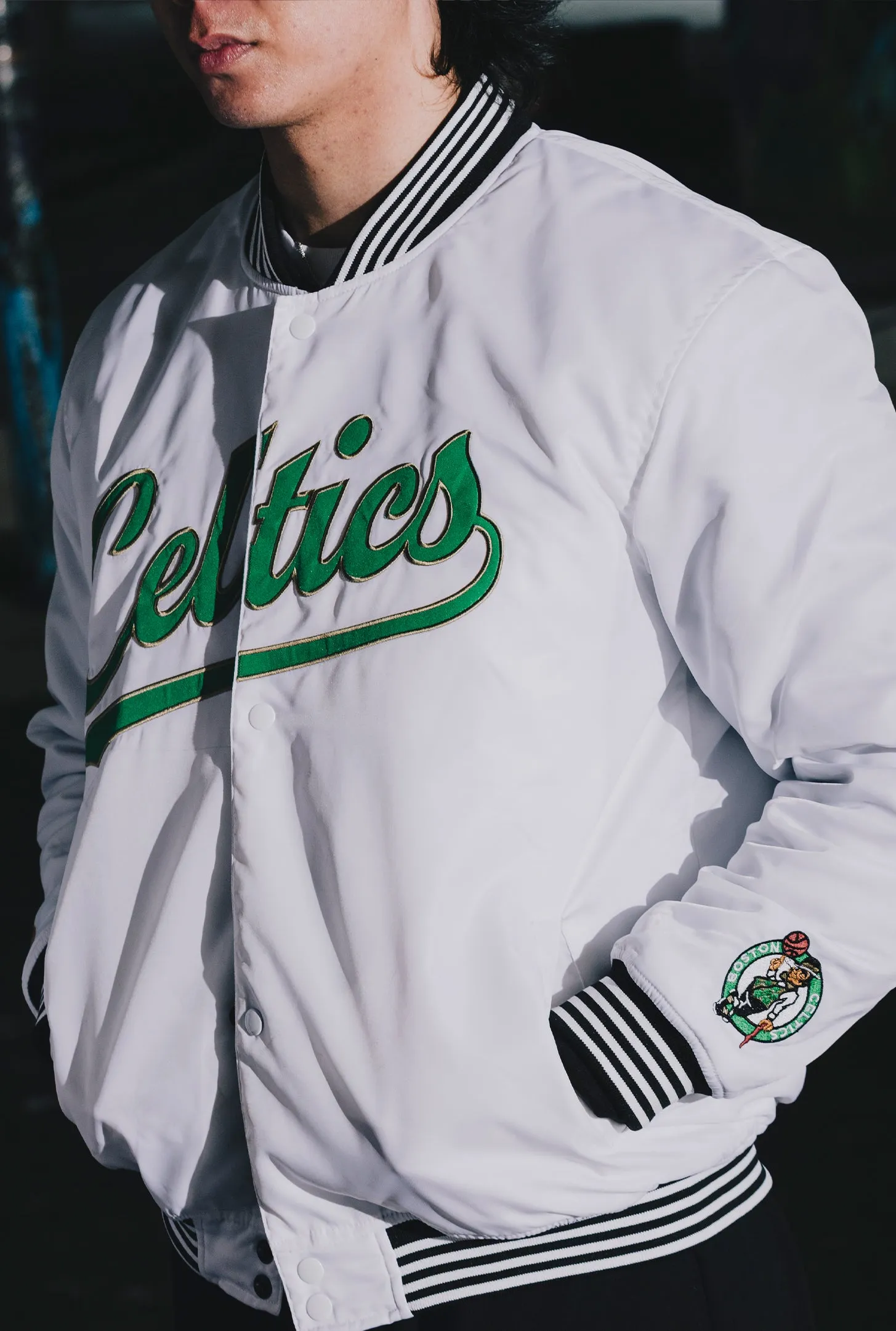 Boston Celtics Nylon Varsity Jacket - White sold by Peace-Collective product image thumbnail 3